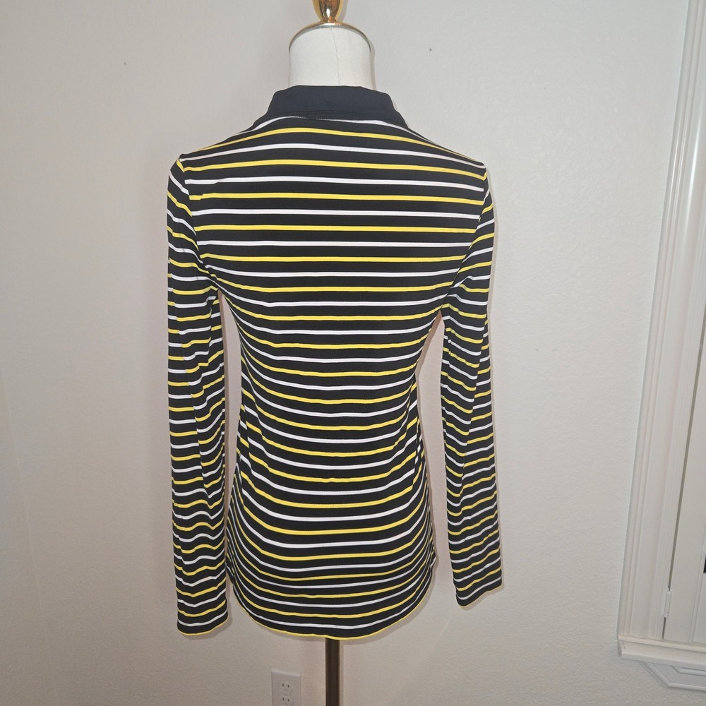 Lohla Sport‎ Striped Quarter Zip Pullover Top XS Black Yellow White Athletic - Picture 5 of 11